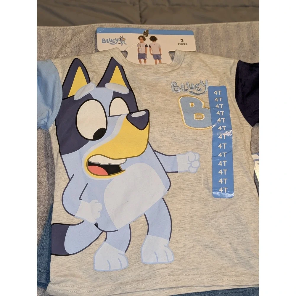 Bluey Kids 4T T Shirt‎ and Denim Shorts Set Bluey Character Graphic NWT